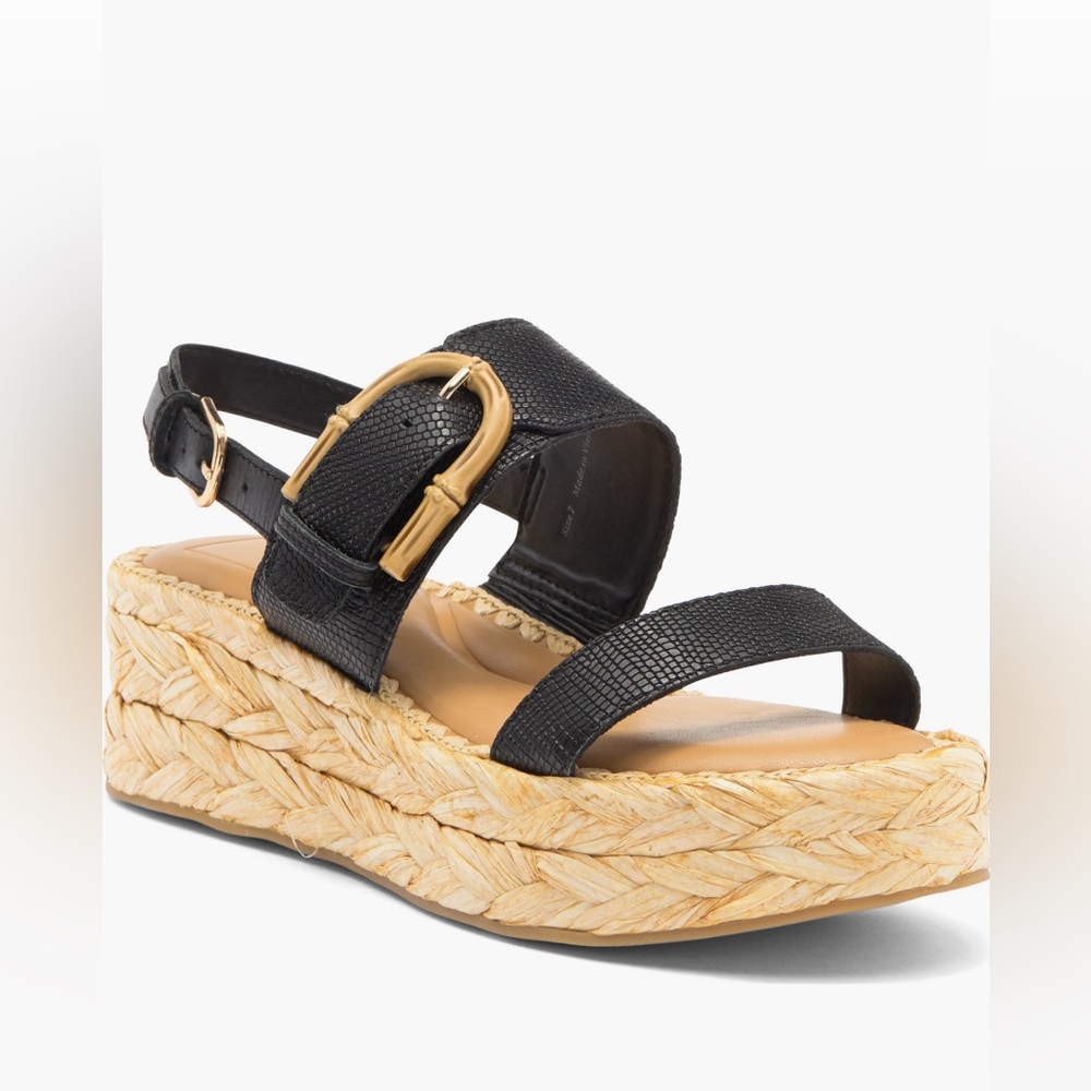 Dolce Vita Women's Black Wedge Sandals “Chera” style Embossed Leather various SZ